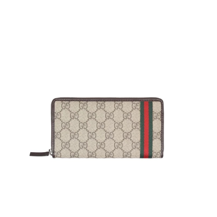 Gucci GG Supreme Beige Zip Around Wallet For Men, Men's Wallets 19cm/7.5in GG