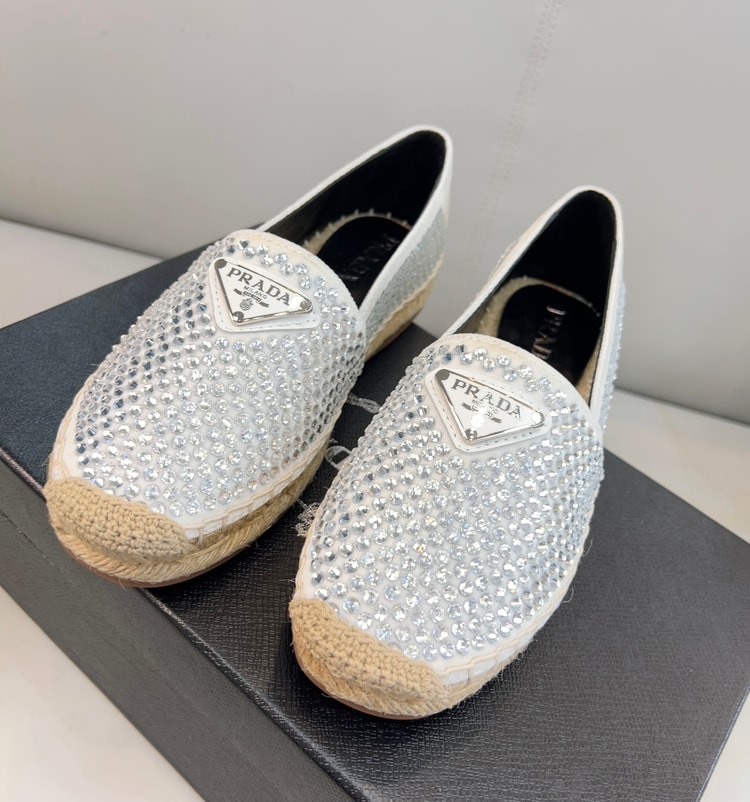 Prada Espadrillas With Crystals White For Women 0.8in/20mm PRD