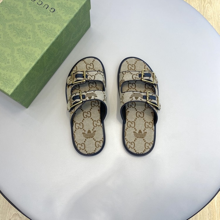 Adidas x Gucci Men's GG Slide Sandals With Strap Beige For Men ‎658020