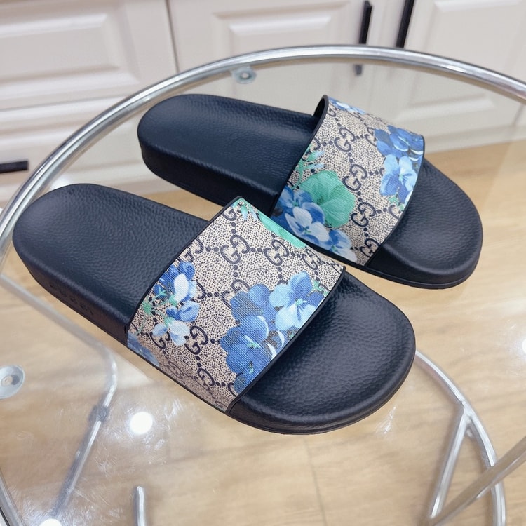 Gucci Men's Slides Bloom Print Blue For Men 408508 G2200