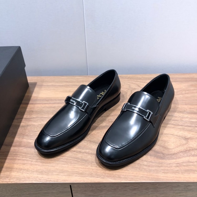 Prada Brushed Loafers Black For Men 1in/25mm PRD