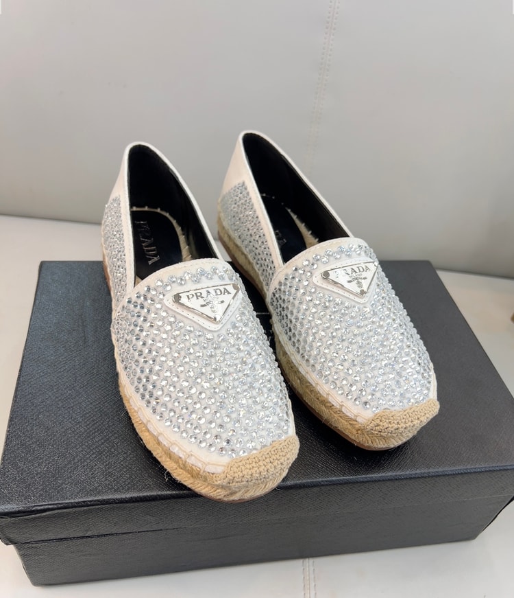 Prada Espadrillas With Crystals White For Women 0.8in/20mm PRD