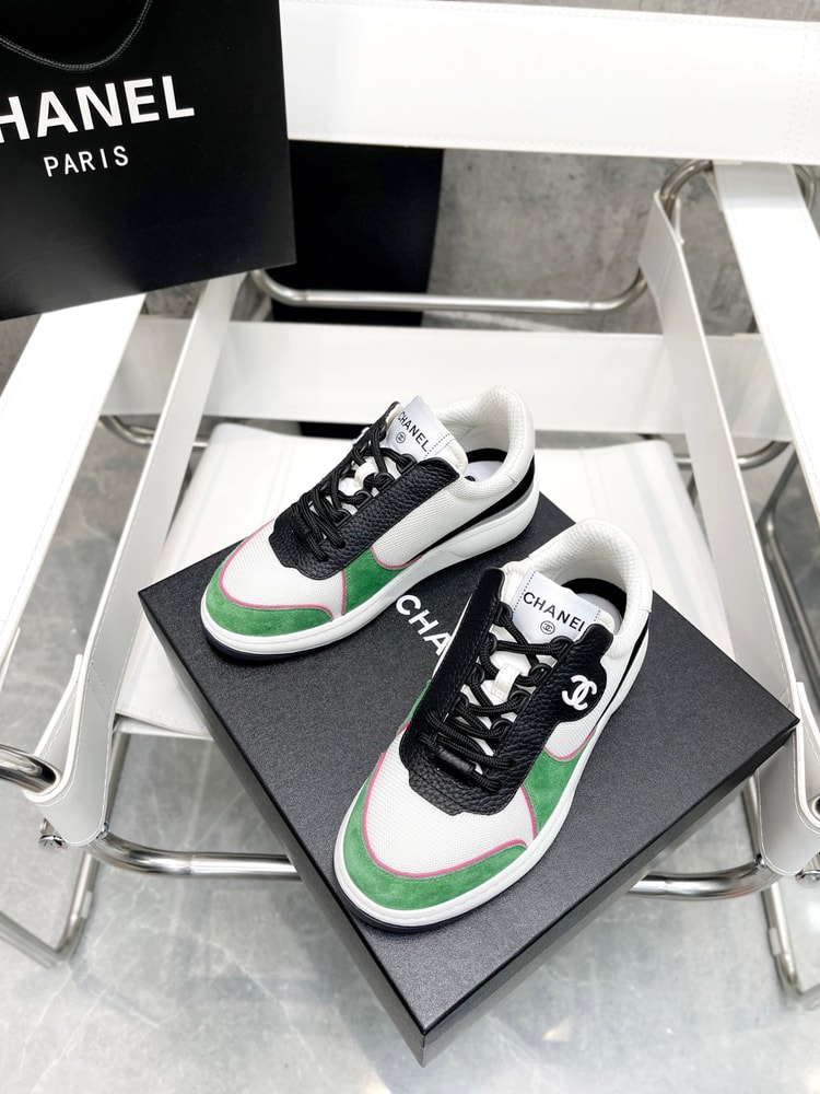 Chanel Sneakers White/Green For Women, Women's Shoes