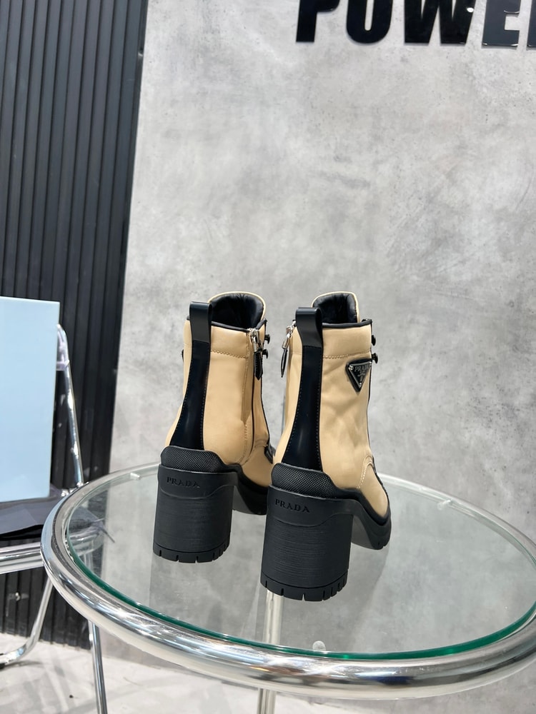 Prada Tronchetti Lace-Up Boot Beige For Women PRD