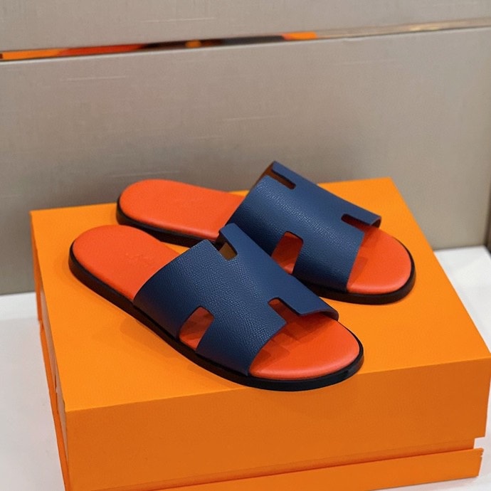 Hermes Izmir Sandal Orange/Blue For Men, Men's Shoes