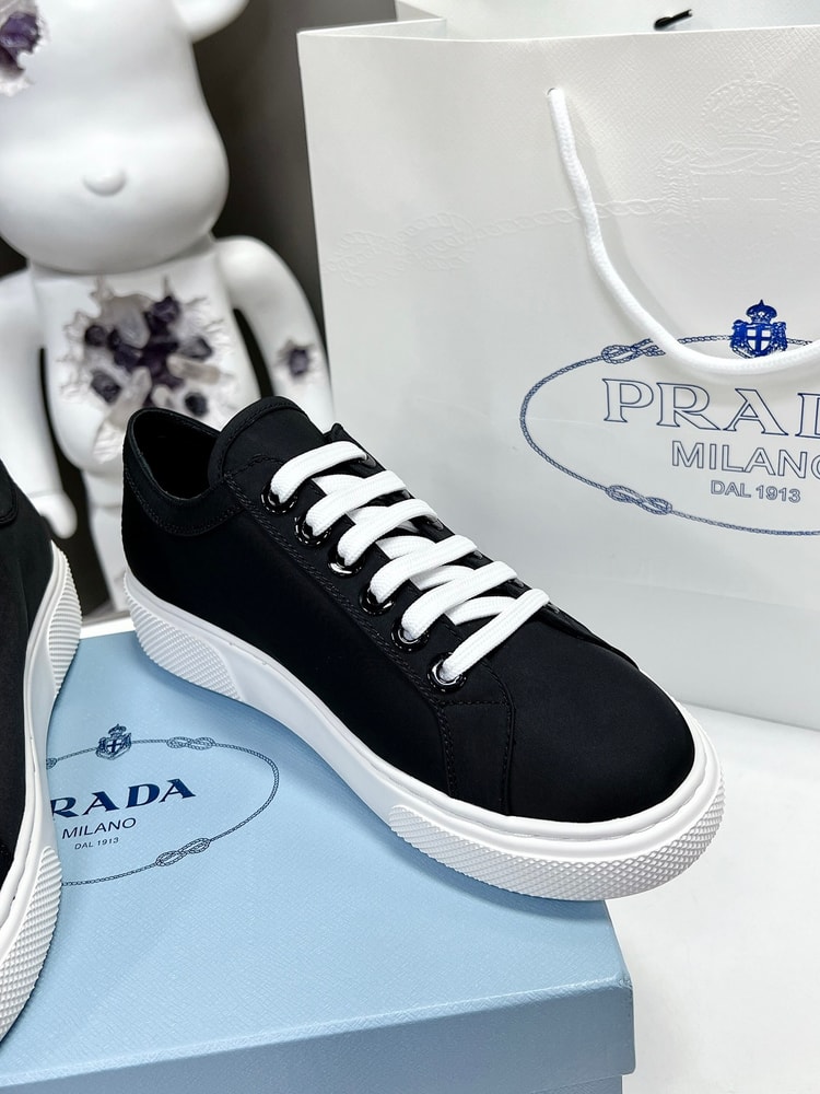 Prada Macro Re-Nylon And Brushed Sneakers Black For Women 1.2in/30mm PRD