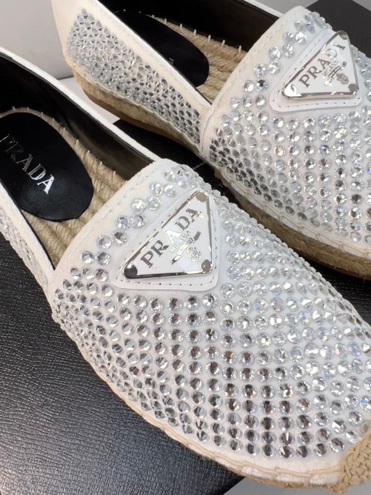 Prada Espadrillas With Crystals White For Women 0.8in/20mm PRD