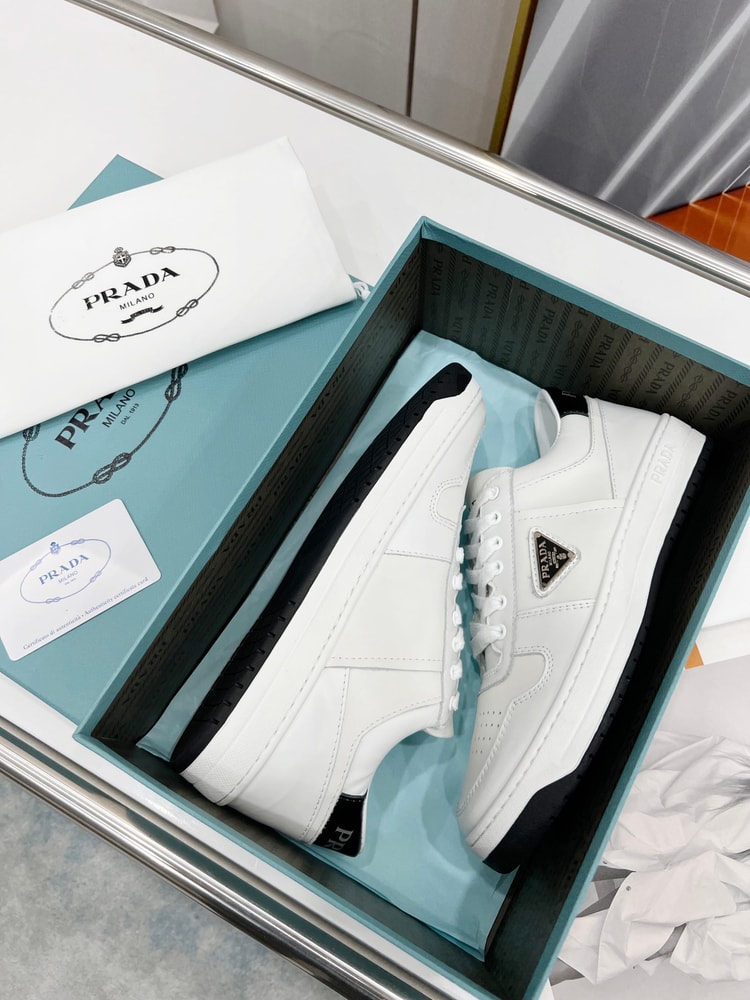 Prada Downtown Perforated Sneakers White/Black For Women 1.2in/30mm PRD 1E792M_3LJ6_F0964_F_030