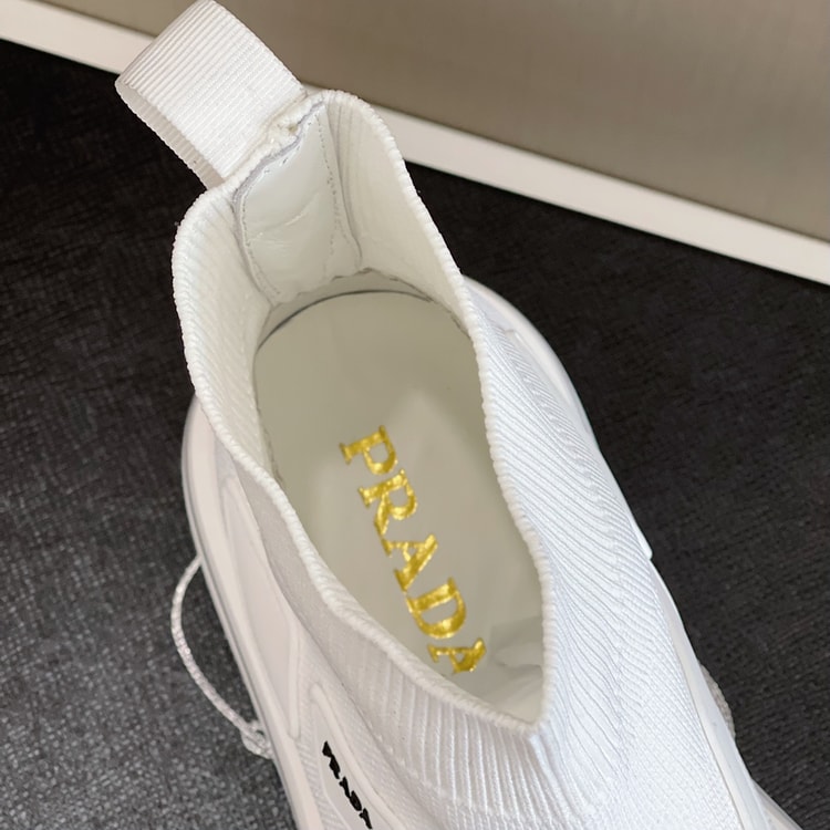 Prada Knit Fabric Boots White For Men 1.4in/35mm PRD