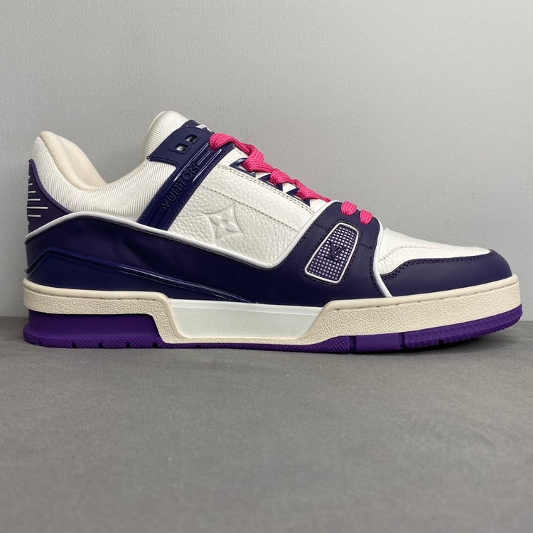 Louis Vuitton Trainer Sneaker Mix Of Materials White/Purple Virgil Abloh For Men LV