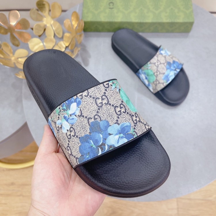 Gucci Men's Slides Bloom Print Blue For Men 408508 G2200