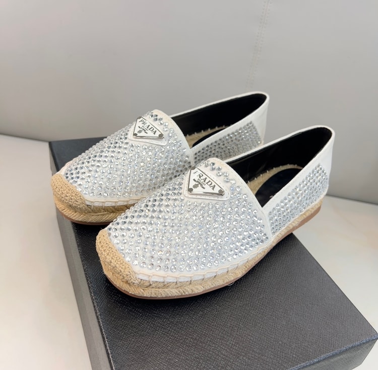 Prada Espadrillas With Crystals White For Women 0.8in/20mm PRD
