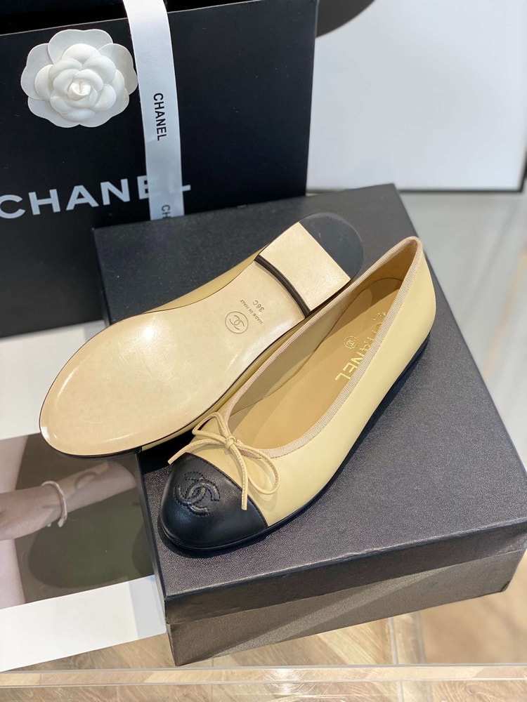 Chanel Ballet Flats Beige For Women