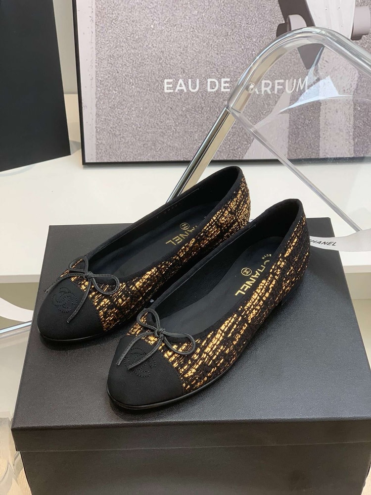 Chanel Ballet Flats Gold For Women