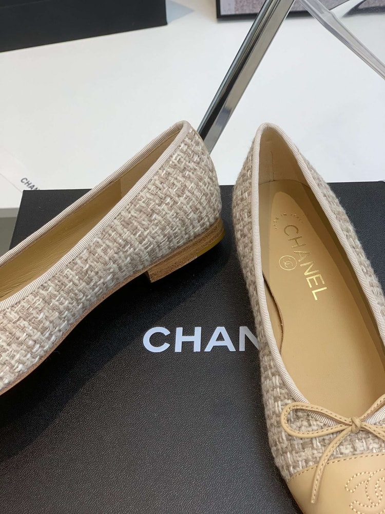 Chanel Ballet Flats Beige For Women