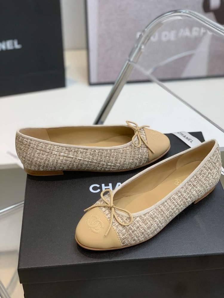 Chanel Ballet Flats Beige For Women