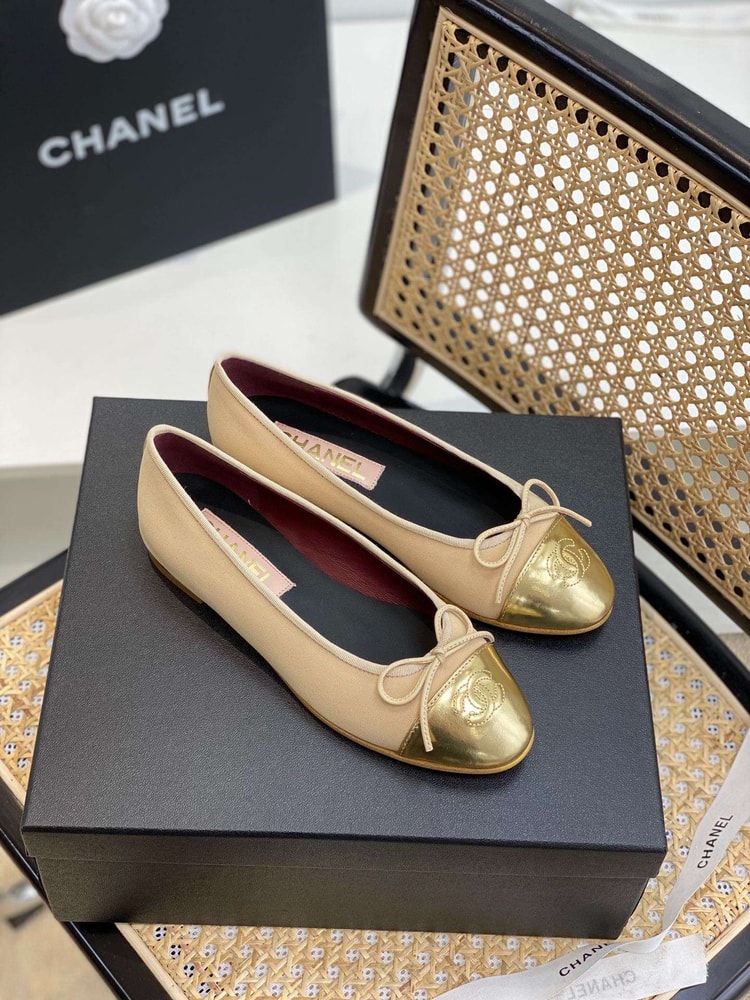 Chanel Ballet Flats Gold For Women