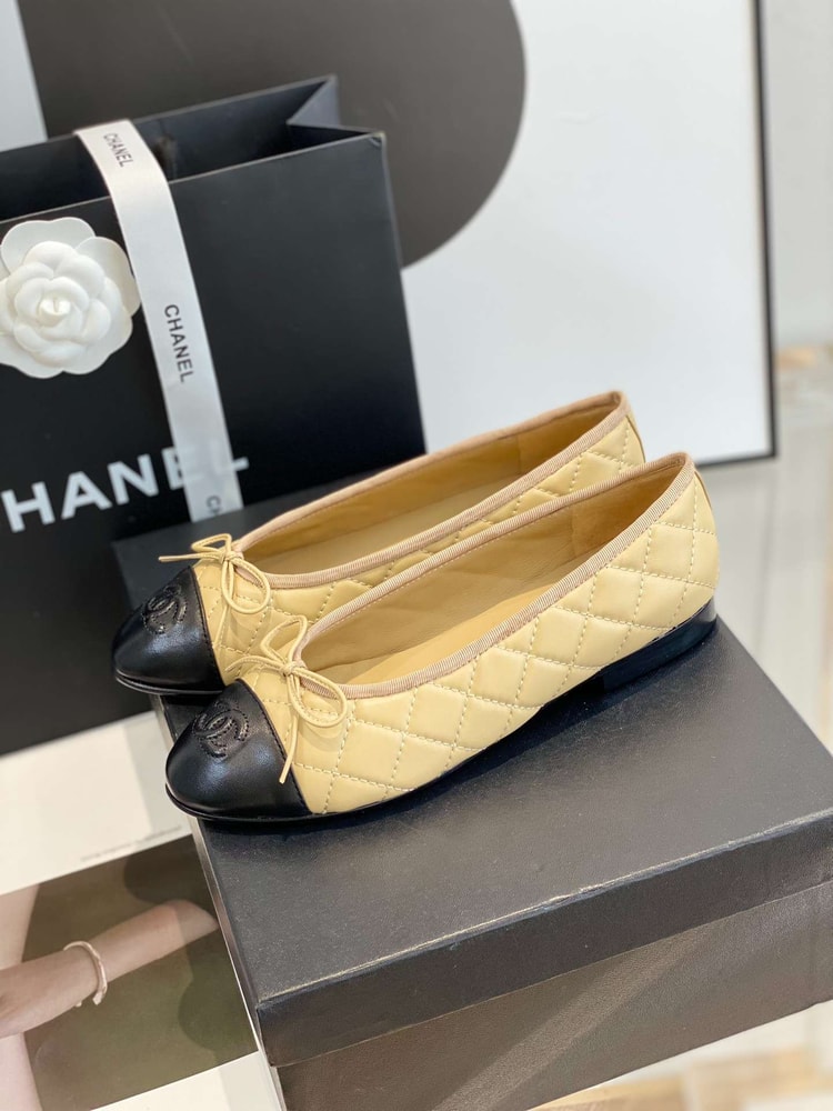 Chanel Ballet Flats Beige For Women