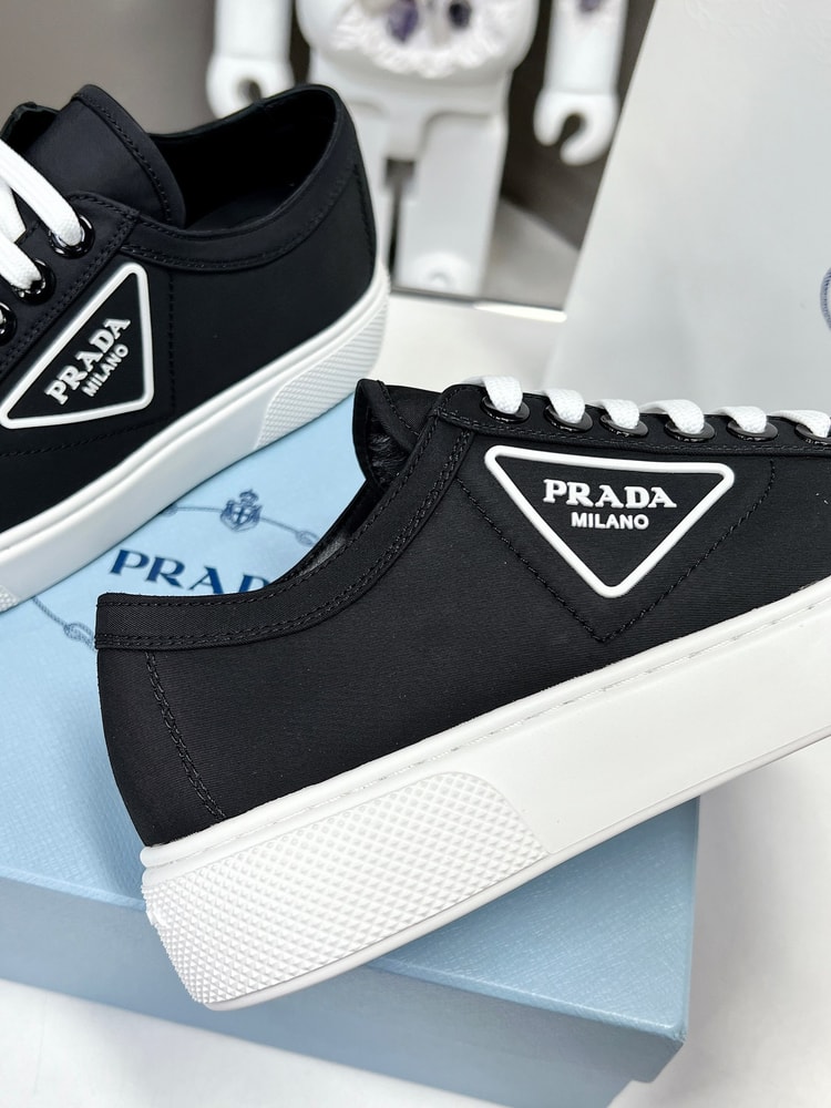 Prada Macro Re-Nylon And Brushed Sneakers Black For Women 1.2in/30mm PRD