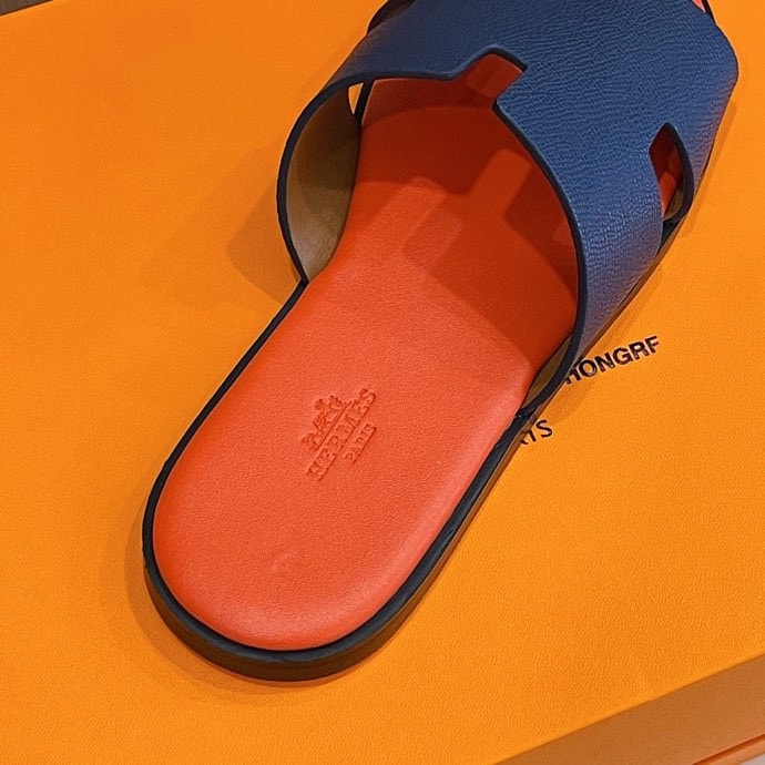 Hermes Izmir Sandal Orange/Blue For Men, Men's Shoes