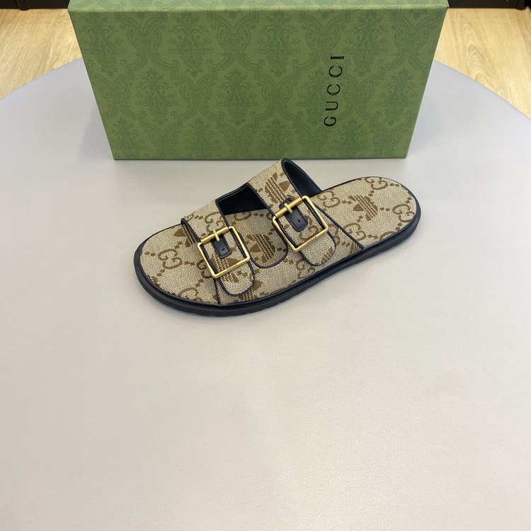 Adidas x Gucci Men's GG Slide Sandals With Strap Beige For Men ‎658020