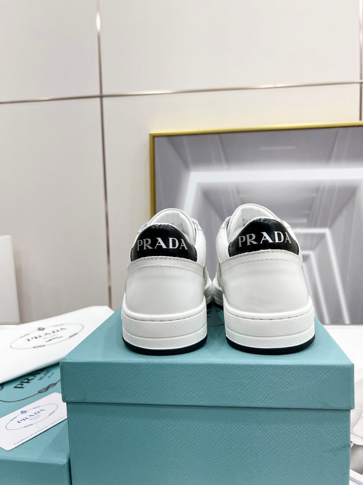 Prada Downtown Perforated Sneakers White/Black For Women 1.2in/30mm PRD 1E792M_3LJ6_F0964_F_030