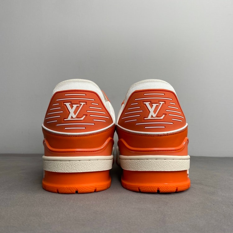 Louis Vuitton Trainer Sneaker Mix Of Materials White/Orange Virgil Abloh For Men LV 1A9VN0