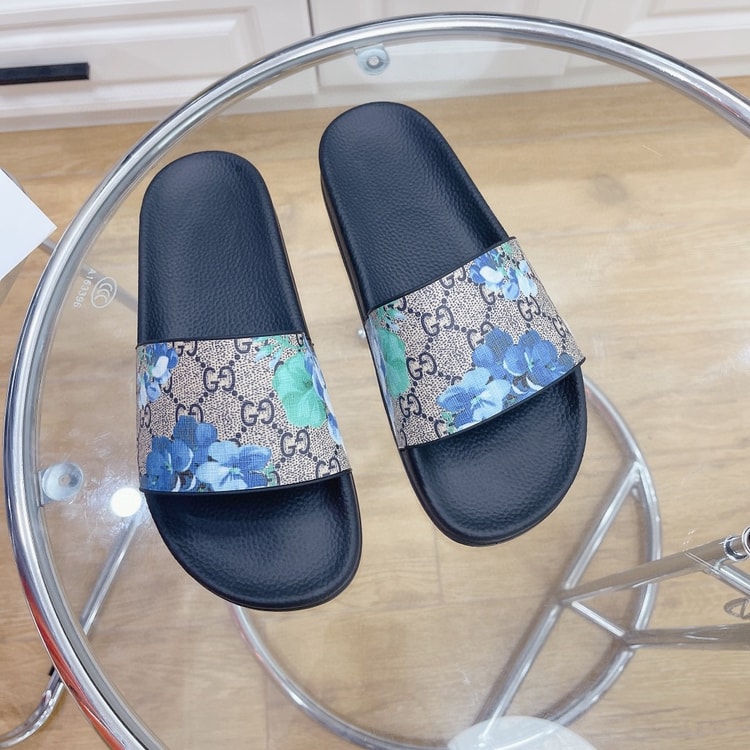 Gucci Men's Slides Bloom Print Blue For Men 408508 G2200