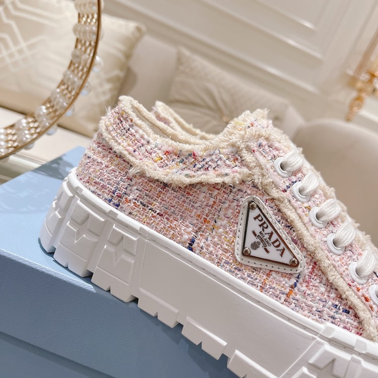Prada Gabardine Canva Double Wheel Sneakers Pink For Women 2in/50mm PRD