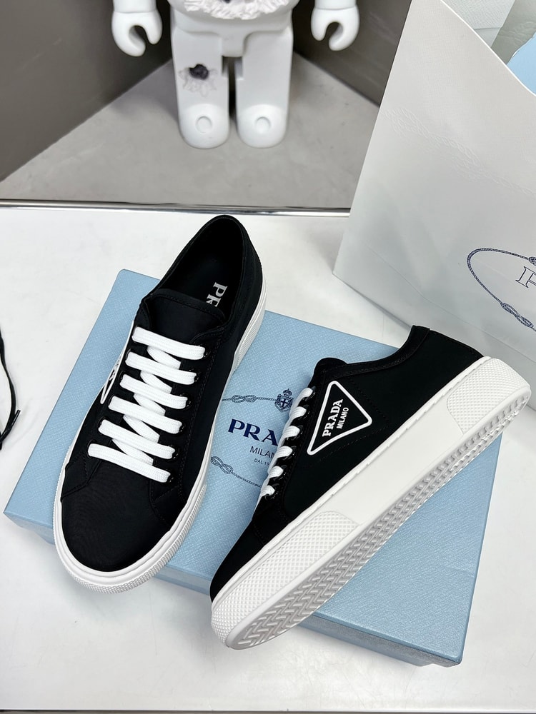 Prada Macro Re-Nylon And Brushed Sneakers Black For Women 1.2in/30mm PRD