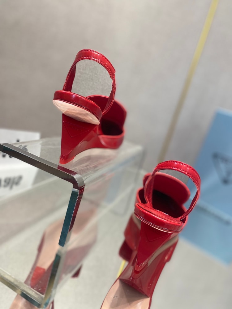 Prada Brushed Slingback Pumps Red For Women 2.6in/65mm PRD