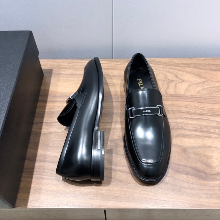 Prada Brushed Loafers Black For Men 1in/25mm PRD