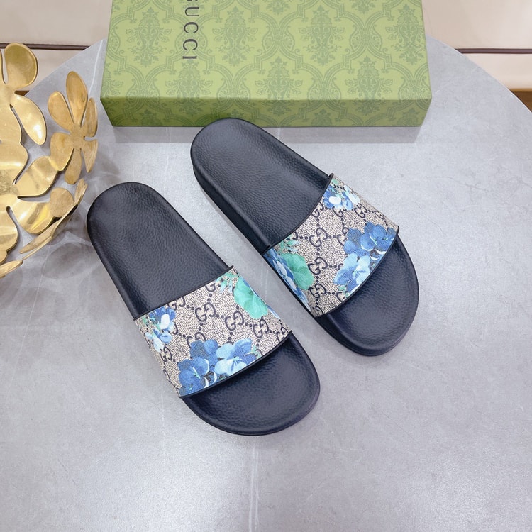 Gucci Men's Slides Bloom Print Blue For Men 408508 G2200