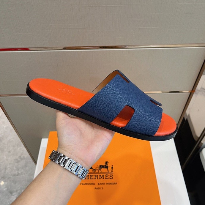 Hermes Izmir Sandal Orange/Blue For Men, Men's Shoes