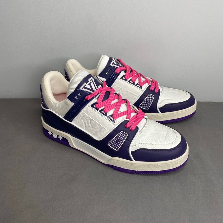 Louis Vuitton Trainer Sneaker Mix Of Materials White/Purple Virgil Abloh For Men LV