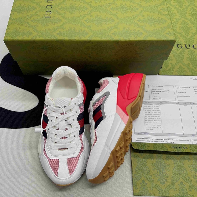 Gucci GG Rhyton Sneaker Pink And Red For Men