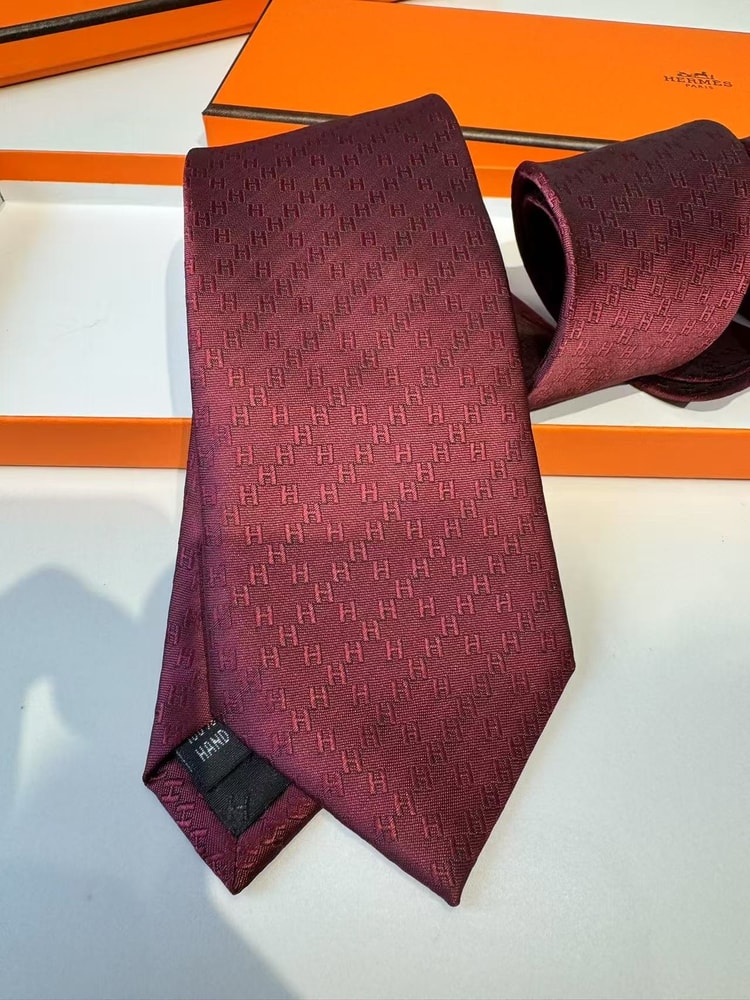 Hermes Faconnee H Tie Red For Men
