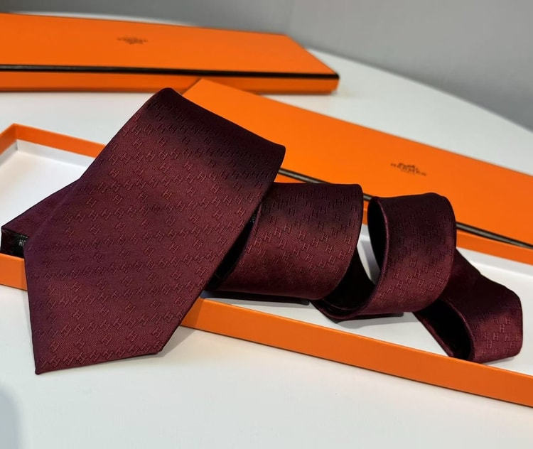 Hermes Faconnee H Tie Red For Men