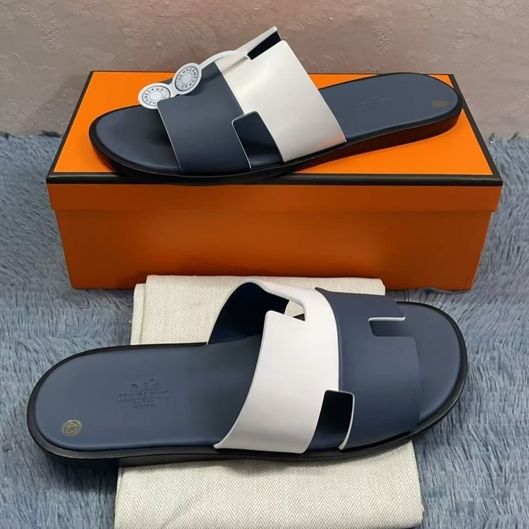 Hermes Izmir Sandal Navy Blue/White For Men