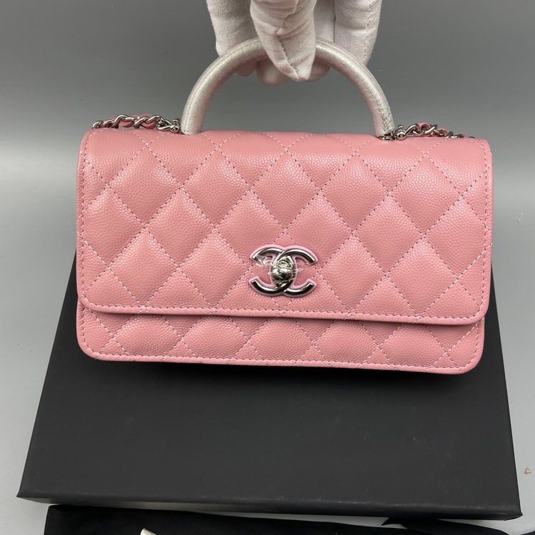[True-to-ORIGINAL] Chanel Clutch With Chain Pink 7.3in/18.5cm For Women