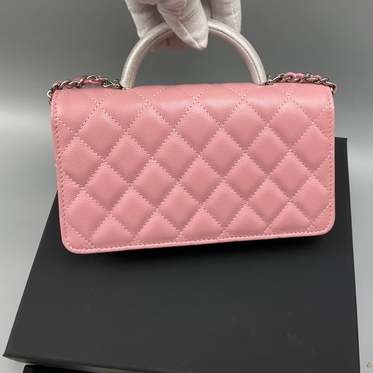 [True-to-ORIGINAL] Chanel Clutch With Chain Pink 7.3in/18.5cm For Women