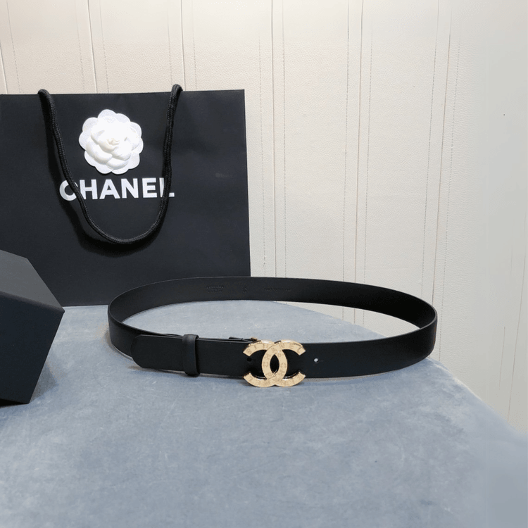 Chanel Belt With Double C Buckle Black With Full Gold Toned Hardware Women Belt