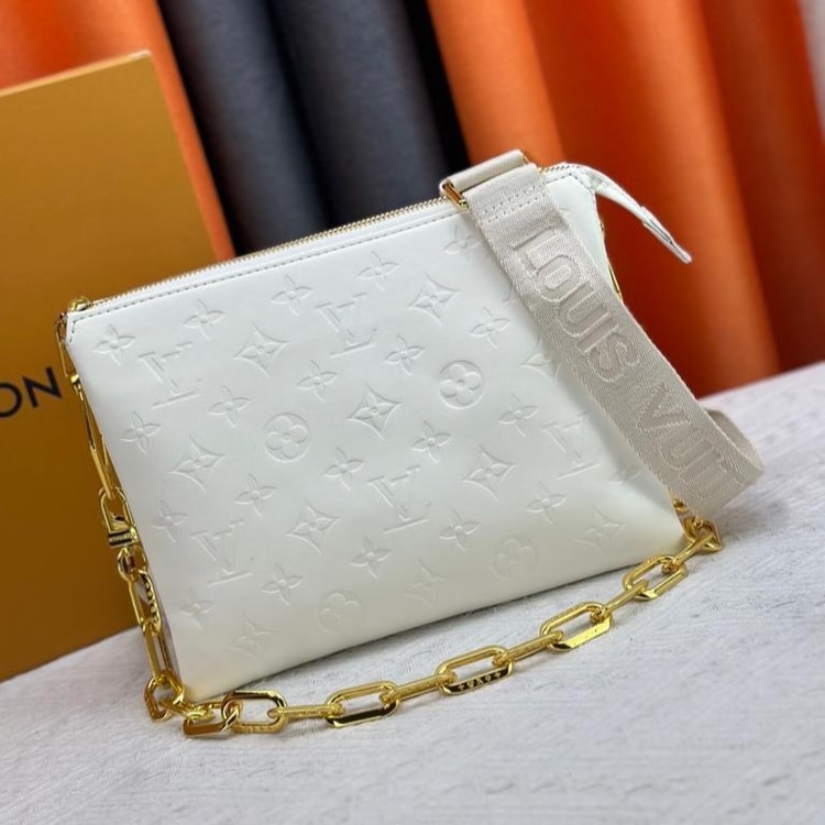 Louis Vuitton Coussin PM Monogram-Embossed Puffy Cream M57793