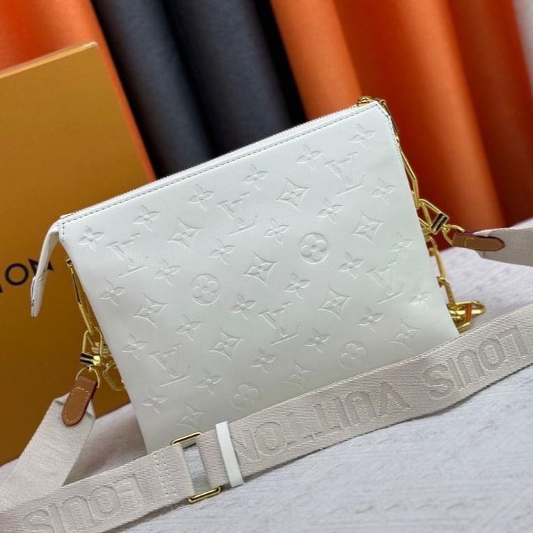 Louis Vuitton Coussin PM Monogram-Embossed Puffy Cream M57793