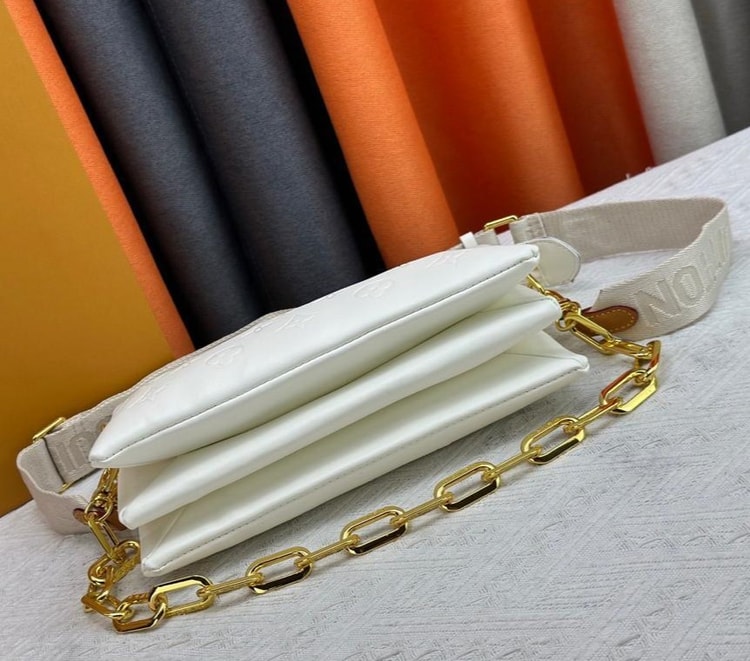 Louis Vuitton Coussin PM Monogram-Embossed Puffy Cream M57793