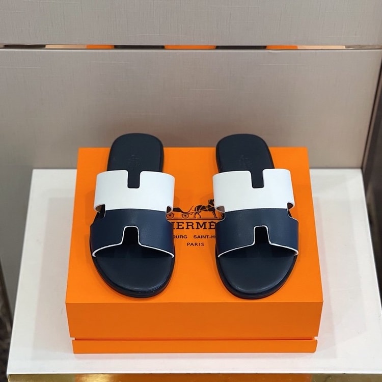 Hermes Izmir Sandal Navy Blue/White For Men