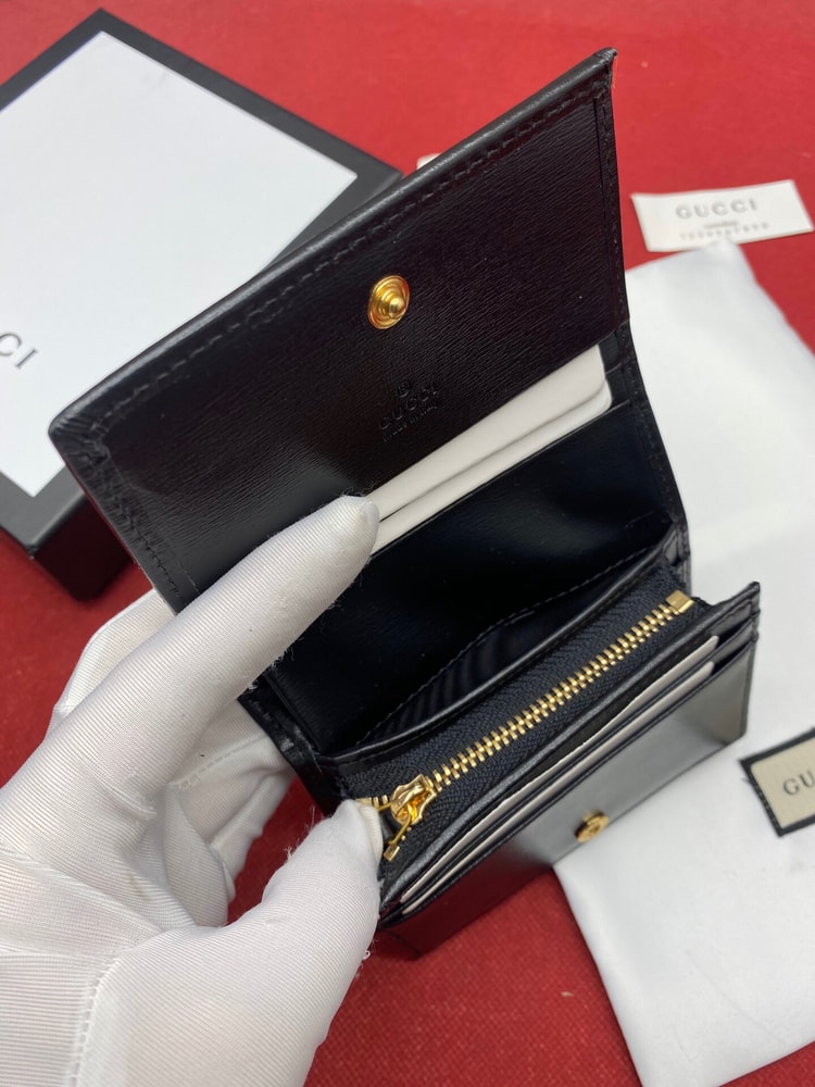 Gucci Horsebit 1955 Card Case Wallet Black Women’s Wallet 11cm/4.3in GG ‎621887 0YK0G 1000