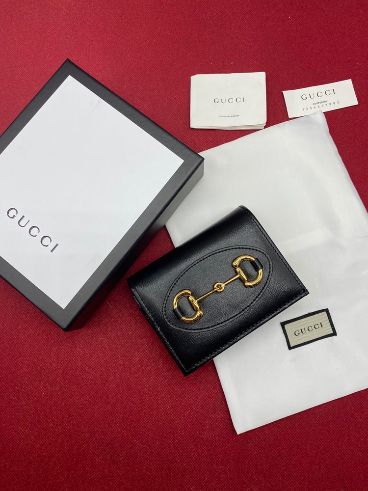 Gucci Horsebit 1955 Card Case Wallet Black Women’s Wallet 11cm/4.3in GG ‎621887 0YK0G 1000