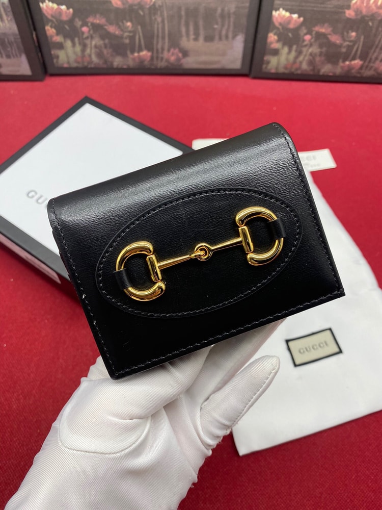 Gucci Horsebit 1955 Card Case Wallet Black Women’s Wallet 11cm/4.3in GG ‎621887 0YK0G 1000
