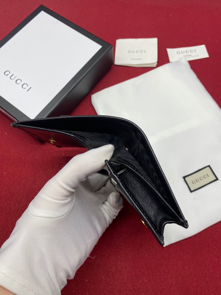 Gucci Horsebit 1955 Card Case Wallet Black Women’s Wallet 11cm/4.3in GG ‎621887 0YK0G 1000